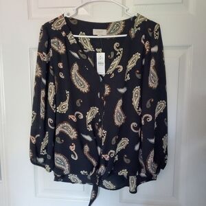 LOFT Black Paisley Women's Top